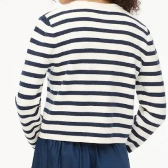 NWT J Crew Factory Striped Slub Cardigan Sweater L - Picture 4 of 4